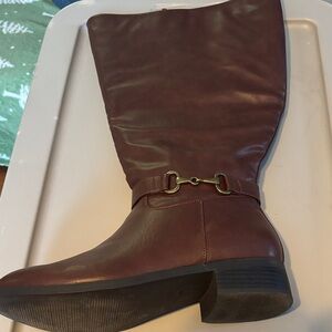 Brown Faux Leather  Boots